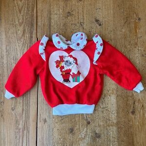 Vintage J.c. penney Red Holiday Sweatshirt with Polka Dot Collar
